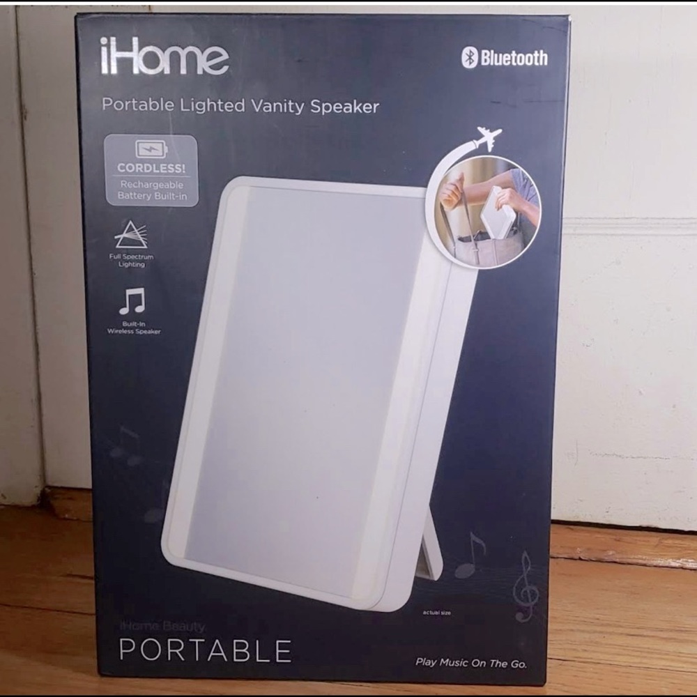 iHome Portable Lighted Vanity Mirror with Bluetooth Speaker